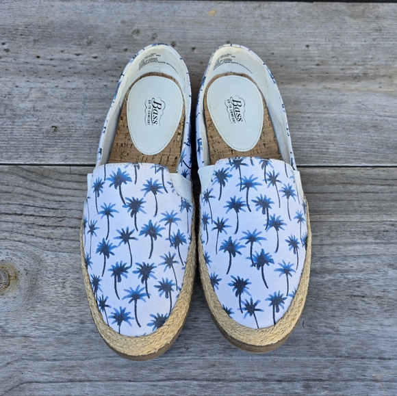 Bass Jenny Coastal Preppy Palm Tree Espadrille Comfort Flats 8M - Picture 5 of 11